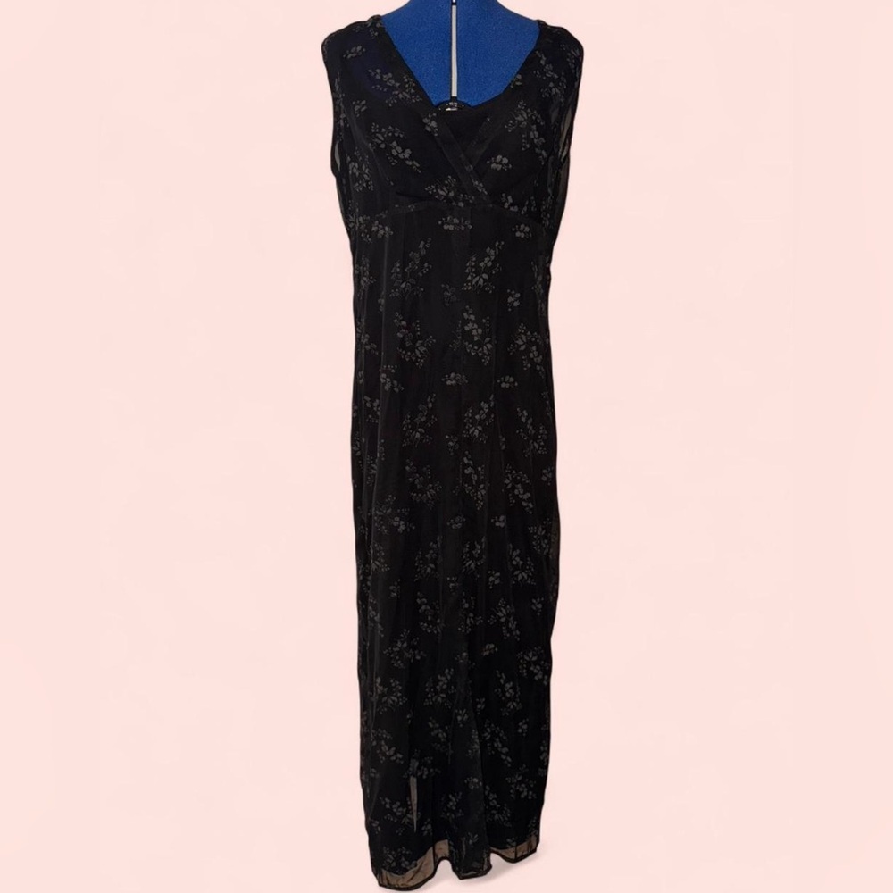 Vintage Black Floral Maxi Dress